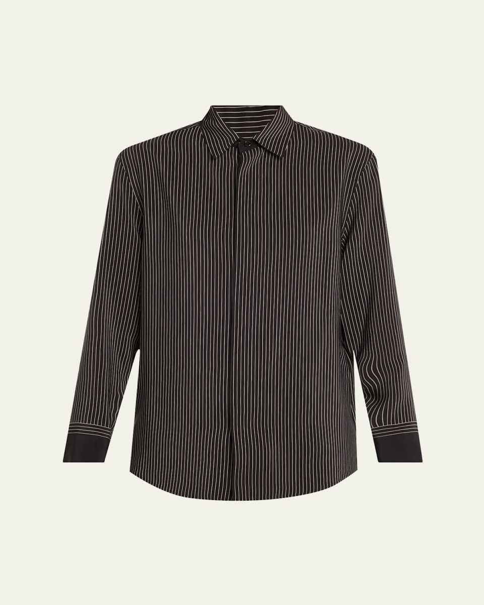 Striped Silk Button-Down Shirt
